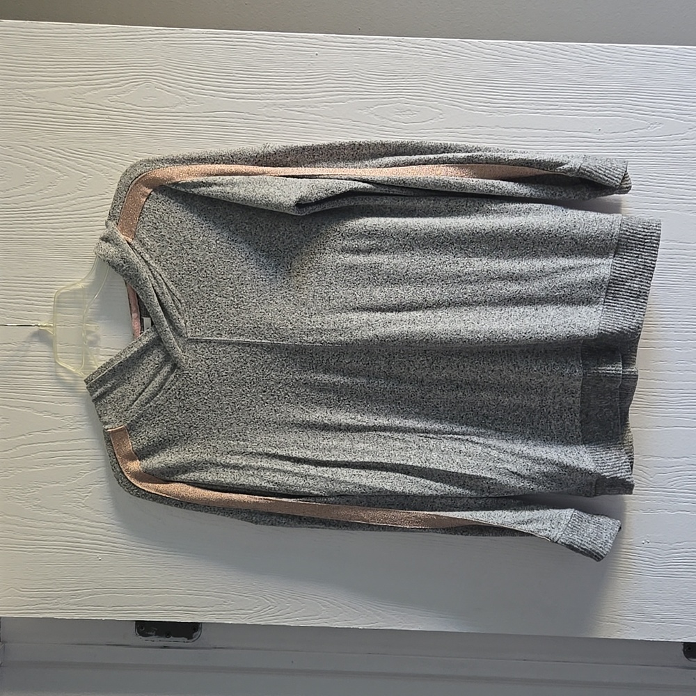 Maurices Grey sparkle Pink stripe soft long sleeve with hood